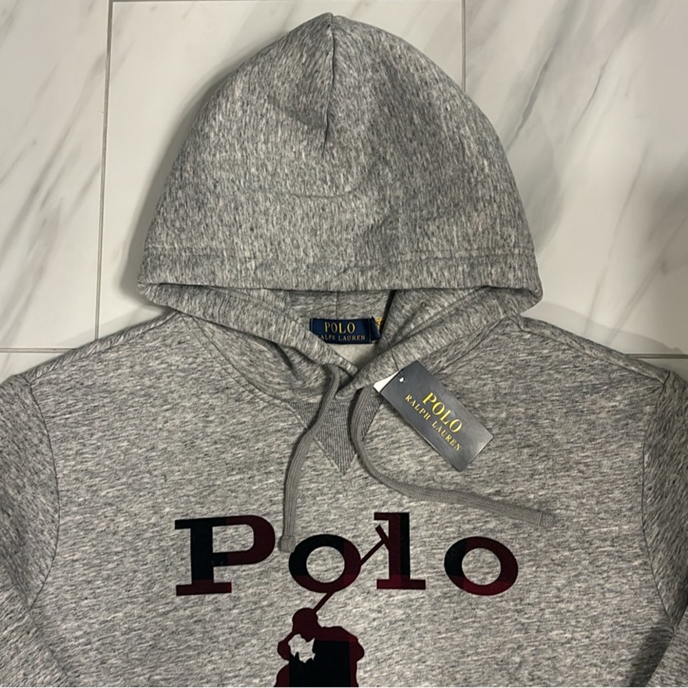 Men’s Polo Ralph Lauren Plaid Pony Pullover Hoodie - Picture 2 of 5